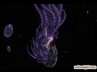 Gagah anime coeds menangkap dan menggerudi oleh tentacles raksasa