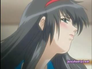 Anime brunette gets drilled hard