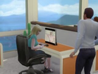 In order not to lose a job blonde offers her pussy - adult video in the office