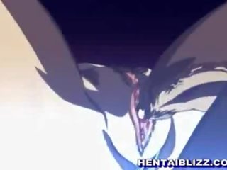 Magnificent blonde hentai chick with big round tits riding pecker