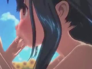 BLUE HAIR ANIME young woman DEEPTHROAT