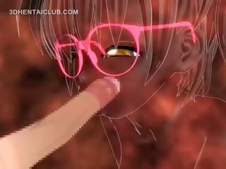 Hentai beauty Blowing manhood Gets Jizzed On Her Glasses