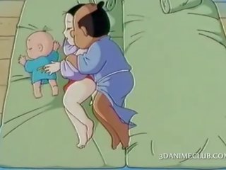 Hard up anime husband nailing hard his wifes pussy