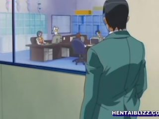 Lingeries office anime young female fingering wetpussy