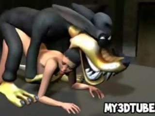 Groovy 3D Cartoon Brunette cutie Gets Fucked By A Wolf