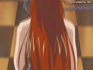 Wild anime street girl with milky boobs doing blowjob